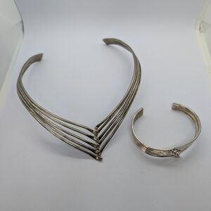 Mexico Taxco Choker And Matching Cuff Bracelet